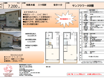 収益アパート 2棟売り 7,200万