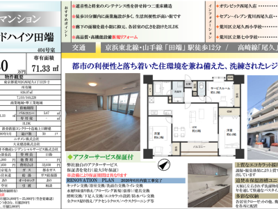 山手線・京浜東北線徒歩12分 フルリフォーム 7,480万　